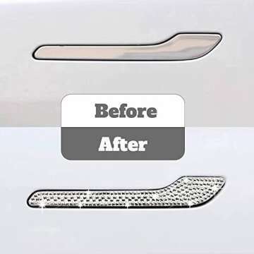 Yeapop 4 Pcs Bling Silver Rhinestone Door Handle Protectors for Model 3 and Model Y.