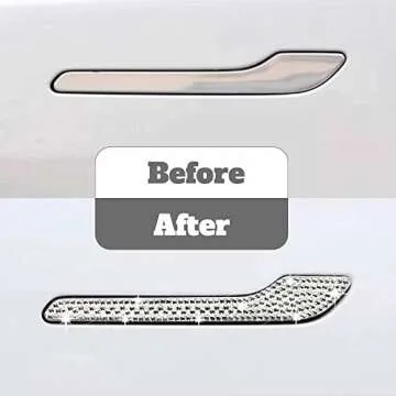 Yeapop 4 Pcs Bling Silver Rhinestone Door Handle Protectors for Model 3 and Model Y.