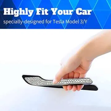 Yeapop 4 Pcs Bling Silver Rhinestone Door Handle Protectors for Model 3 and Model Y.