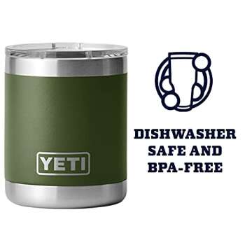 YETI Rambler 10 oz Lowball, Vacuum Insulated, Stainless Steel with MagSlider Lid, Highlands Olive