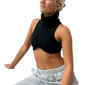 Chic KMBANGI Mock Turtleneck Crop Top for Women