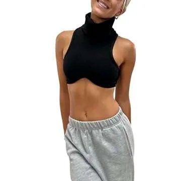 Chic KMBANGI Mock Turtleneck Crop Top for Women