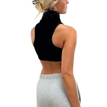 Chic KMBANGI Mock Turtleneck Crop Top for Women