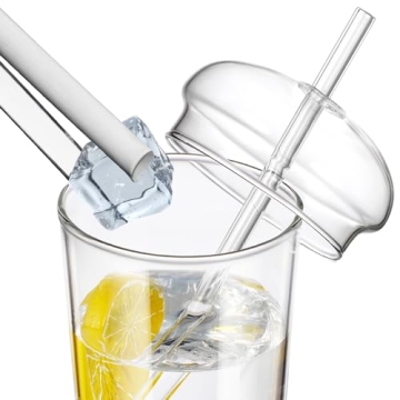 UPKOCH 16oz Glass Tumbler with Lid & Straw for Drinks