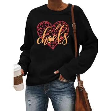 LHBNK Football Sweatshirts for Women Game Day Sweatshirts Football Heart Graphic Tees Football Team ...