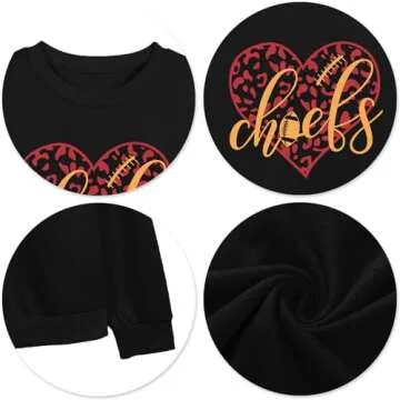 LHBNK Football Sweatshirts for Women Game Day Sweatshirts Football Heart Graphic Tees Football Team Fans Pullover Tops