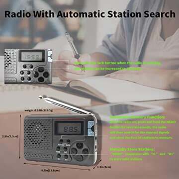 FEZEQIN SY-7700 Radio AM FM Shortwave Bands Portable Radio Battery Operated/AC Powered Build-in Speaker and Earphone Jack Small Digital Radio with Time Setting Sleeping Timer Alarm Clock Radio(Gray)