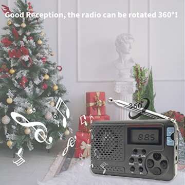 FEZEQIN SY-7700 Radio AM FM Shortwave Bands Portable Radio Battery Operated/AC Powered Build-in Speaker and Earphone Jack Small Digital Radio with Time Setting Sleeping Timer Alarm Clock Radio(Gray)