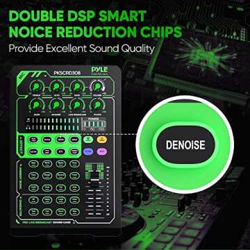 Pyle Portable Bluetooth Live Broadcast Sound Card Pro Audio Interface DJ mixer Condenser w/Microphone Set, for Streaming Podcasts Studio, Recording PC, Gaming, Phone, w/FX, Ambient Sounds