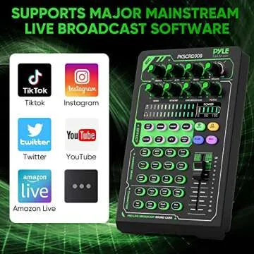 Pyle Portable Bluetooth Live Broadcast Sound Card Pro Audio Interface DJ mixer Condenser w/Microphone Set, for Streaming Podcasts Studio, Recording PC, Gaming, Phone, w/FX, Ambient Sounds