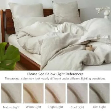 Simple&Opulence 100% Linen Duvet Cover Set, 3 PCS Natural French Flax Linen Duvet Cover Queen Size, Breathable Soft Comfy Linen Bedding Comforter Cover with 2 Pillowcases(Linen, 88"x92")