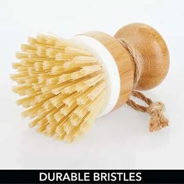 mDesign Bamboo Scrub Brushes for Kitchen and Home Cleaning