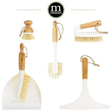 mDesign Bamboo Scrub Brushes for Kitchen and Home Cleaning