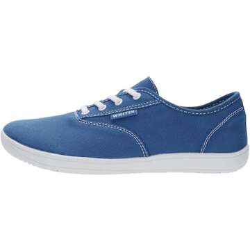 WHITIN Canvas Barefoot Wide Sneakers for Men Toe Box Minimalist Zero Drop Sole Shoes Minimus Extra Width Fit Size 10 10W Gym Tenis Walking Blue 44