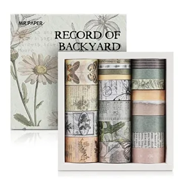 AEBORN Vintage Washi Tape Set - 20 Rolls 5/10/15/20/25mm Wide 6.56ft Long/Roll Aesthetic Decorative ...