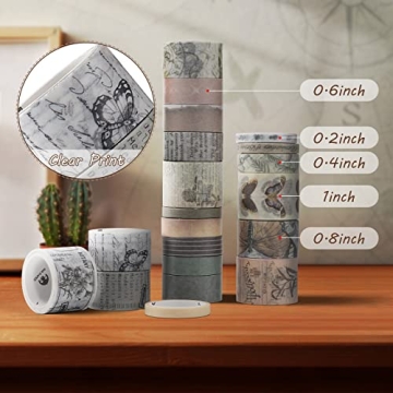 AEBORN Vintage Washi Tape Set - 20 Rolls for Crafting