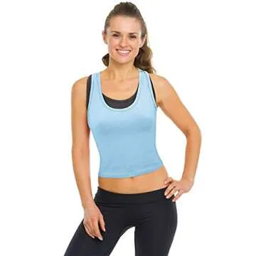 Boao 4 Pieces Basic Crop Tank Tops Sleeveless Racerback Crop Top for Women (Black, White, Blue, Pink, Small)