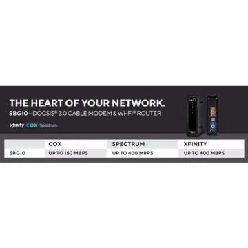 ARRIS (SBG10) - Cable Modem Router Combo - Fast DOCSIS 3.0 16 x 4 Gigabit & AC1600 WiFi, For Comcast Xfinity, Cox, Spectrum, 400 Mbps Max Internet Speeds