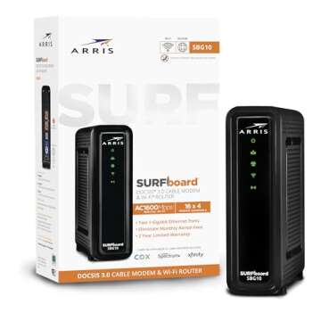 ARRIS (SBG10) - Cable Modem Router Combo - Fast DOCSIS 3.0 16 x 4 Gigabit & AC1600 WiFi, For Comcast Xfinity, Cox, Spectrum, 400 Mbps Max Internet Speeds
