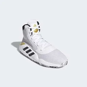adidas Men's Pro Bounce 2019 Basketball Shoe, Cloud White/Core Black/Gold Metallic, 6.5 Standard US Width US