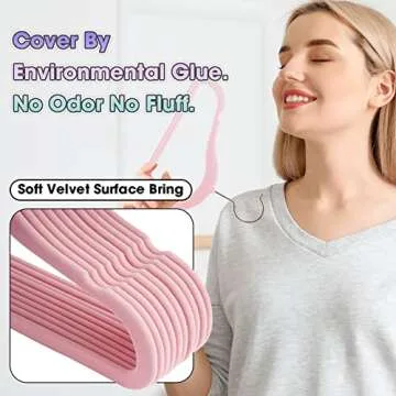 Ulimart Baby Hangers Velvet 50 Pack-11.4 Inch,Baby Clothes Hangers Non Slip, Baby Hangers for Closet,Sturdy Infant/Toddler Hangers Pink Hangers