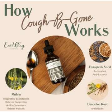 Earthley Wellness, Cough-B-Gone, Natural Herbal Formula, Cold and Cough Remedy, Removes Extra Mucus,...