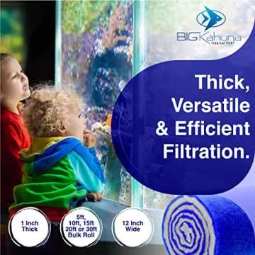 BIG Kahuna Aquarium Filter Floss Rolls – 12-inch Pond and Aquarium Filter Media – 1-inch Thick Wet/Dry Aquarium Filter Pad – Bonded Filter Media Pad for Freshwater or Marine Aquariums, Ponds – 5ft