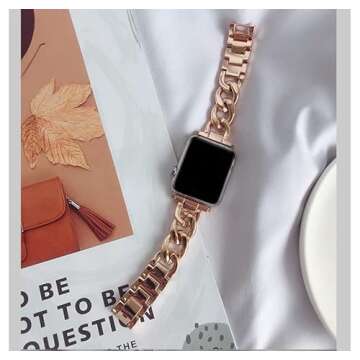 VIUJUH 38/40mm Cool Women Chain Metal Smartwatch Bands Compatible for Apple Watch Bands SE Series 5 Series6 Man Durable Adjustable Watch Band Compatible for Iwatch 6/5/4/3/2/1