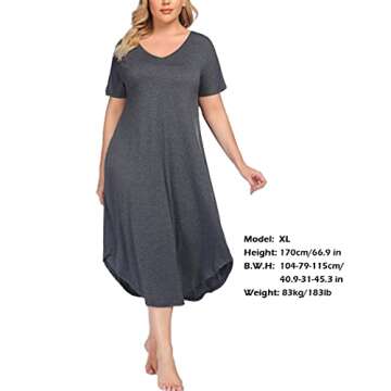 HOTOUCH Loungewear Women's Long Nightgown Soft Cotton Sleepwear for Ultimate Relaxation