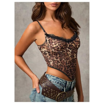 Shop GORGLITTER Women's Leopard Print Lace Cami Top