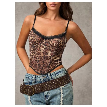 Shop GORGLITTER Women's Leopard Print Lace Cami Top