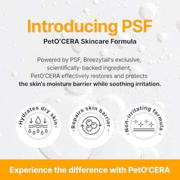 Breezytail PetO’Cera All-in-One Cat Shampoo and Conditioner | Hypoallergenic Cat Skin & Coat Care | Itch Relief, Moisturizing & Rejuvenating | Veterinarian Approved and Formulated (10.1oz, 300ml)