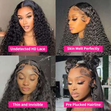 JSWOQZ 30 Inch Deep Wave Lace Front Wigs Human Hair 150% Density 13x4 HD Transparent Deep Curly Lace Frontal Wigs Human Hair Wigs for Women Human Hair Pre Plucked With Baby Hair Natural Color