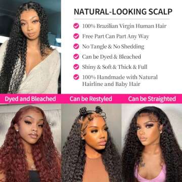 JSWOQZ 30 Inch Deep Wave Lace Front Wigs Human Hair 150% Density 13x4 HD Transparent Deep Curly Lace Frontal Wigs Human Hair Wigs for Women Human Hair Pre Plucked With Baby Hair Natural Color