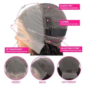 JSWOQZ 30 Inch Deep Wave Lace Front Wigs Human Hair 150% Density 13x4 HD Transparent Deep Curly Lace Frontal Wigs Human Hair Wigs for Women Human Hair Pre Plucked With Baby Hair Natural Color