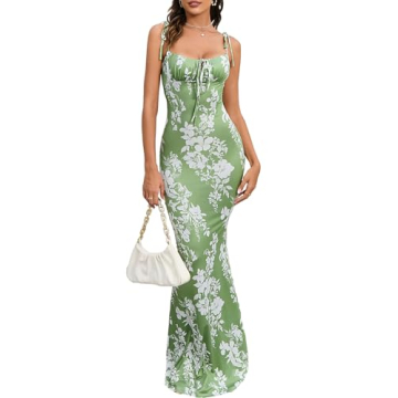 KUTUMAI Women's Lightweight Floral Maxi Dress - Elegant Spaghetti Strap Summer Style