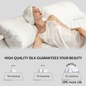 ZIMASILK 22 Momme 100% Mulberry Silk Bonnet for Sleeping & Women Hair Care, Highest Grade 6A Silk ha...