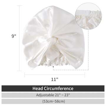 ZIMASILK 22 Momme 100% Mulberry Silk Bonnet for Sleeping & Women Hair Care, Highest Grade 6A Silk hair wrap for sleeping with Premium Elastic Stay On Head (1Pc, Ivory)