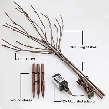 EAMBRITE 3PK Lighted Twig Branches for Indoor & Outdoor