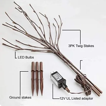 EAMBRITE 3PK Lighted Twig Branches for Indoor & Outdoor