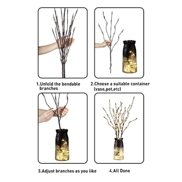 EAMBRITE 3PK Lighted Twig Branches for Indoor & Outdoor