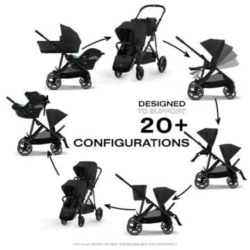Cybex Gazelle S All-in-One Toddler and Baby Stroller with Over 20 Modular Configurations, Ergonomic Near-Flat Recline, Shopper Basket, and Compact Fold,Moon Black, Black Frame