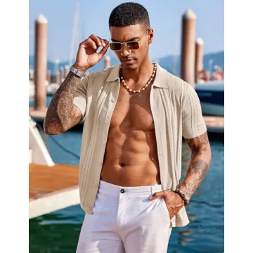 COOFANDY Men's Short Sleeve Casual Button Up Shirt