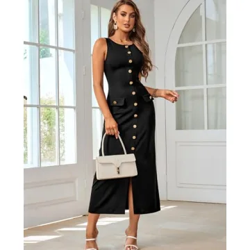 HTZMO Women's Sleeveless Casual Maxi Dress for Work and Play