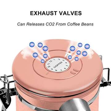 NEX Airtight Coffee Canister, Large Stainless Steel Kitchen Food Storage Container with Date Tracker and Scoop for Grounds Coffee, Beans, Tea, Flour, Sugar, 22OZ