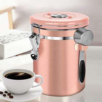 NEX Airtight Coffee Canister, Large Stainless Steel Kitchen Food Storage Container with Date Tracker and Scoop for Grounds Coffee, Beans, Tea, Flour, Sugar, 22OZ