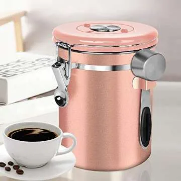 NEX Airtight Coffee Canister, Large Stainless Steel Kitchen Food Storage Container with Date Tracker and Scoop for Grounds Coffee, Beans, Tea, Flour, Sugar, 22OZ