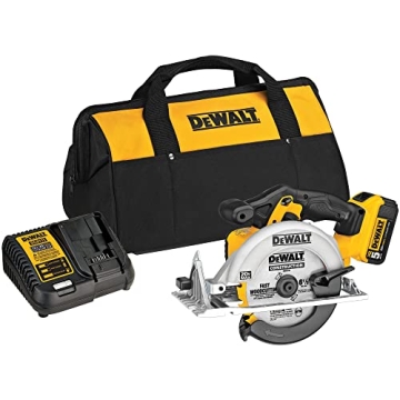 DEWALT 20V MAX 6-1/2-Inch Circular Saw Kit, 5.0-Ah Battery, Charger (DCS391P1)