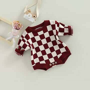 BemeyourBBs Toddler Baby Boy Girl Knit Sweater Romper Sweatshirt Soft Warm Fall Winter Clothes Match...