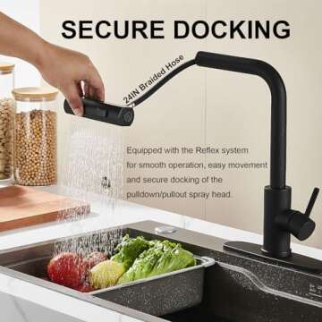 Matte Black Kitchen Sink Faucet with Pull Down Sprayer